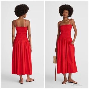 Madewell Festival Red Smocked Maxi Dress Size Large NWT